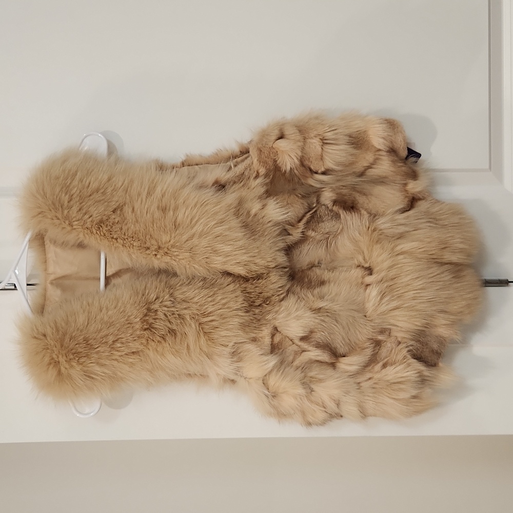 NWT Real Fox Fur Vest in Tan